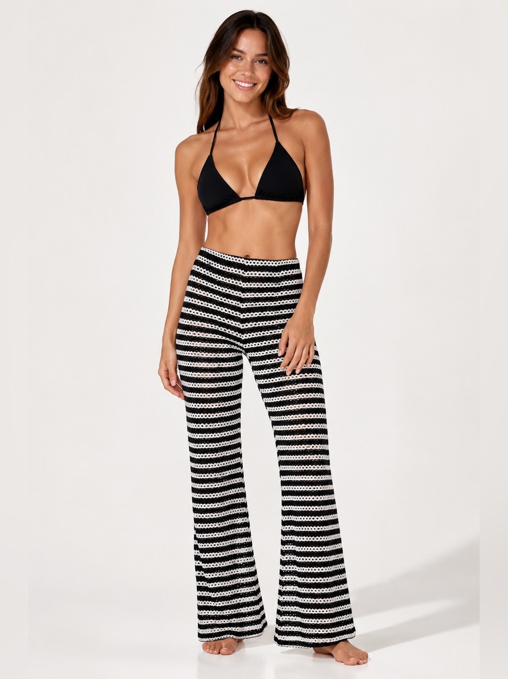 H&M Beachwear Perforated Wide-Leg Pants Medium NWT